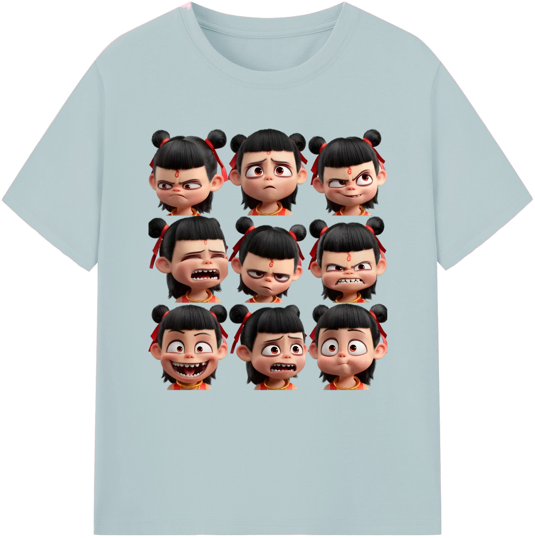 （画像用） Ne Zha 2 ナタ 魔童の大暴れ 綿100％半袖Tシャツ（フロントプリント）